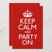 Ruhe und Party behalten Einladung (Vorne/Hinten)