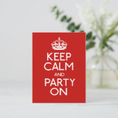 Ruhe und Party behalten Postkarte (Stehend Vorderseite)