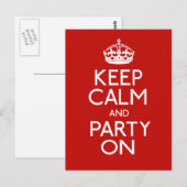 Ruhe und Party behalten Postkarte (Vorne/Hinten)