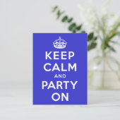 Ruhe und Party behalten Postkarte (Stehend Vorderseite)