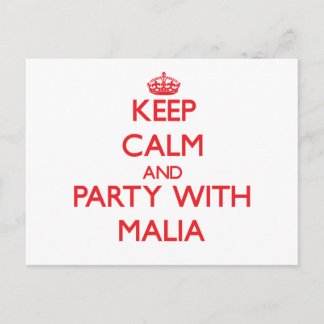Ruhe und Party mit Malia behalten Postkarte