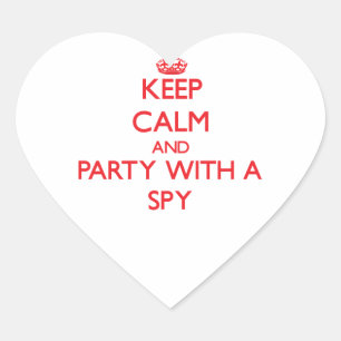 Ruhe und Party mit Spionage behalten Herz-Aufkleber