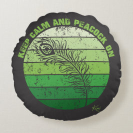 Ruhe und Pfau behalten Rundes Kissen