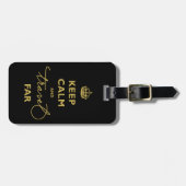 Ruhe und Reisen zu viel Gold Handwriting-Skript be Gepäckanhänger (Vorderseite horizontal)