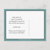 Ruhe und Save the Date behalten (vollständig anpas Ankündigungspostkarte (Rückseite)