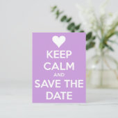 Ruhe und Save the Date Lavender behalten Ankündigungspostkarte (Stehend Vorderseite)