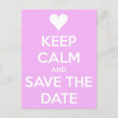 Ruhe und Save the Date rosa behalten Ankündigungspostkarte (Vorderseite)