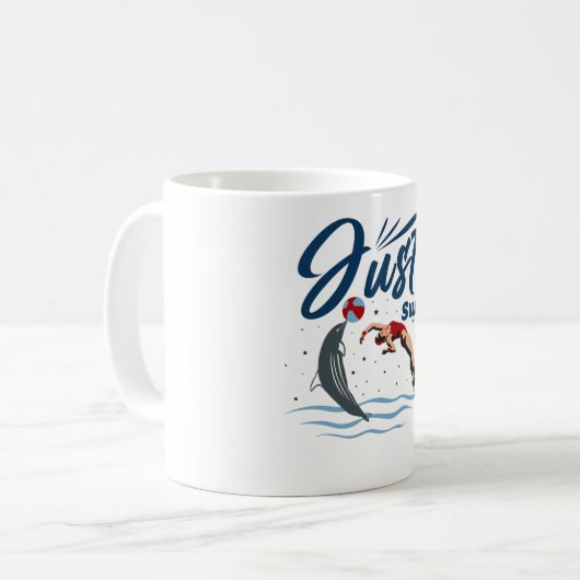 Ruhe und Schwimmen behalten - Schwimmerdesign Kaffeetasse (Vorderseite Links)