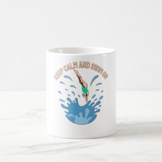 Ruhe und Schwimmen behalten - Schwimmerdesign Kaffeetasse (Mittel)