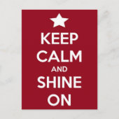 Ruhe und Shine auf der roten Postkarte behalten (Vorderseite)