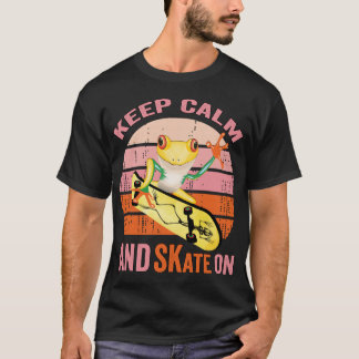 Ruhe und Skate behalten, Goldener Frosch auf Skate T-Shirt