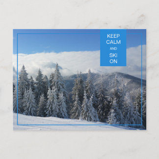 Ruhe und Ski auf Winterurlaub behalt Postkarte