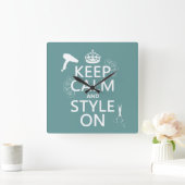 Ruhe und Stil behalten (beliebige Hintergrundfarbe Quadratische Wanduhr (Zuhause)