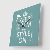 Ruhe und Stil behalten (beliebige Hintergrundfarbe Quadratische Wanduhr (Winkel)