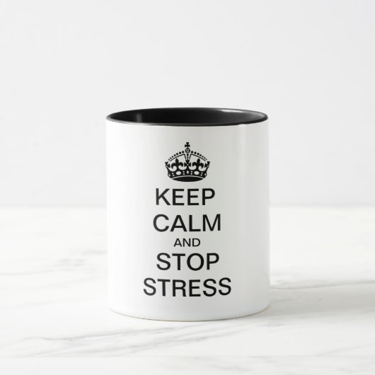Ruhe und STOPP-STRESS behalten - personalisierter Tasse (Zentrum)