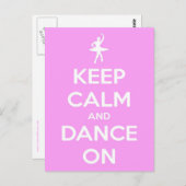 Ruhe und Tanz auf rosa Postkarte behalten (Vorne/Hinten)