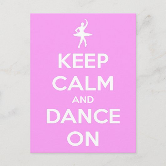 Ruhe und Tanz auf rosa Postkarte behalten (Vorderseite)