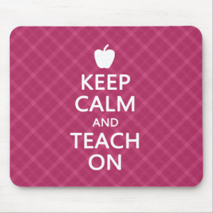 Ruhe und Teach On behalten, rosa Kariert Mousepad