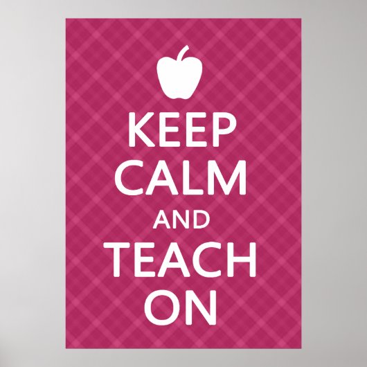 Ruhe und Teach On behalten, rosa Kariert Poster (Vorne)