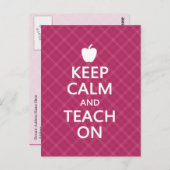 Ruhe und Teach On behalten, rosa Kariert Postkarte (Vorne/Hinten)