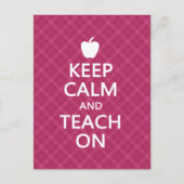 Ruhe und Teach On behalten, rosa Kariert Postkarte (Vorderseite)