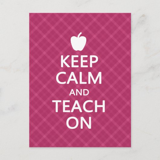 Ruhe und Teach On behalten, rosa Kariert Postkarte (Vorderseite)