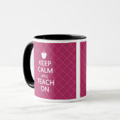 Ruhe und Teach On behalten, rosa Kariert Tasse (Vorderseite Links)