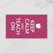 Ruhe und Teach On behalten, rosa Kariert Visitenkarte (Rückseite)