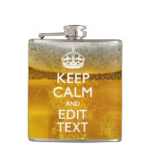 Ruhe und Text für ein gutes Bier behalten Flachmann (Vorderseite)