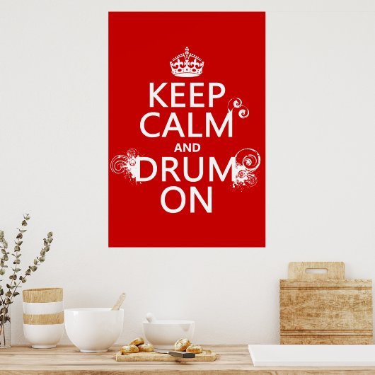 Ruhe und Trommel behalten (beliebige Hintergrundfa Poster (Küche)