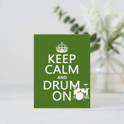 Ruhe und Trommel behalten (beliebige Hintergrundfa Postkarte (Stehend Vorderseite)