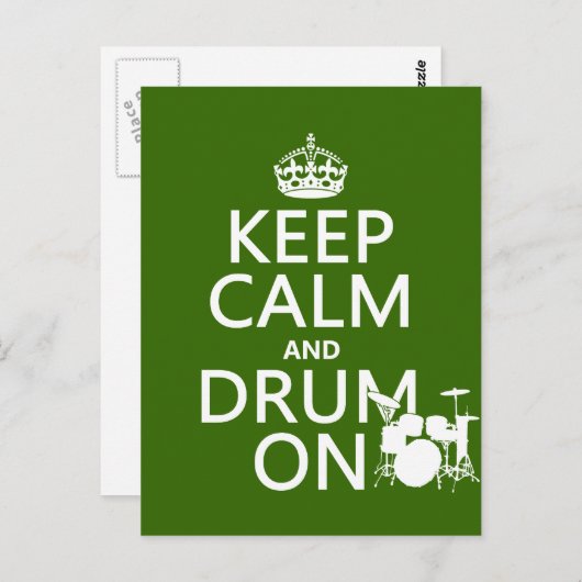 Ruhe und Trommel behalten (beliebige Hintergrundfa Postkarte (Vorne/Hinten)