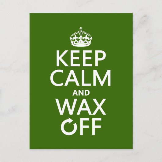 Ruhe und Wax Off behalten (beliebige Hintergrundfa Postkarte (Vorderseite)
