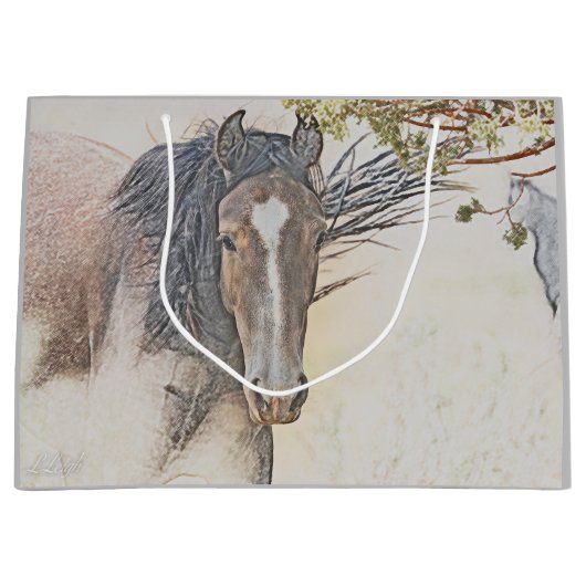 Ruhe, wilde Pferde, große Geschenktasche Geschenktüte (Vorderseite)