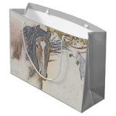 Ruhe, wilde Pferde, große Geschenktasche Geschenktüte (Rückseite Schrägansicht)