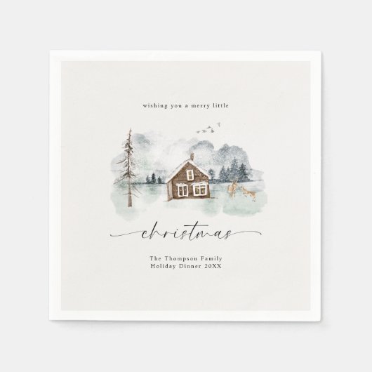 Ruhe Winter Landschaft Weihnachten Serviette (Vorderseite)