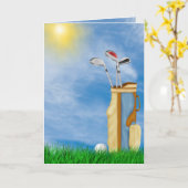 Ruhegolfball und -tasche im Gras Karte (Gelbe Blume)