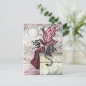 Ruhelose Ruby Fee und Drache Postkarte (Stehend Vorderseite)