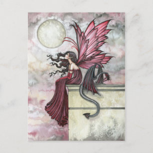 Ruhelose Ruby Fee und Drache Postkarte