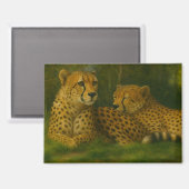 Ruhen des Cheetah Duo in der Waldlandschaft Magnet (Vorderseite/Rückseite)