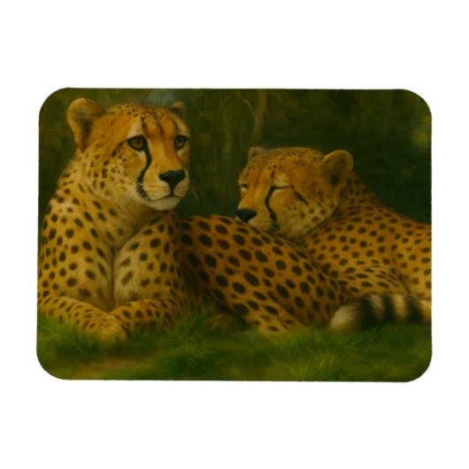Ruhen des Cheetah Duo in der Waldlandschaft Magnet (Horizontal)