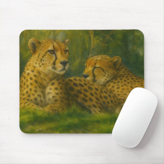 Ruhen des Cheetah Duo in der Waldlandschaft Mousepad (Mit Mouse)
