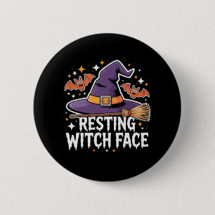 Ruhen Hexe Gesicht Beängstigend Broomstick Funny H Button
