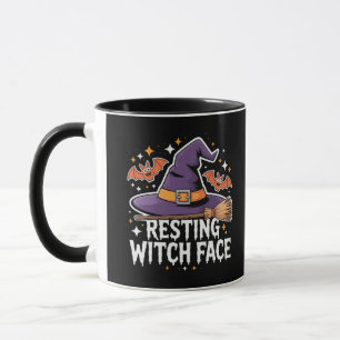 Ruhen Hexe Gesicht Beängstigend Broomstick Funny H Tasse