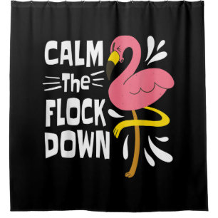 Ruhen Sie den Flock Down Funny Pink Flamingo Duschvorhang