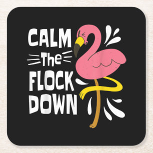 Ruhen Sie den Flock Down Funny Pink Flamingo Rechteckiger Pappuntersetzer