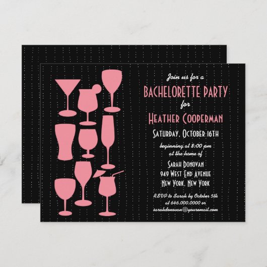 Ruhen von Cocktails Junggeselinnen-Abschied Einlad Einladung (Vorne/Hinten)