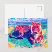 Ruhende Löwin Postkarte (Vorne/Hinten)