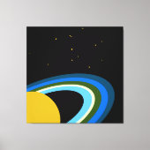 Ruhende Saturn farbenfrohe Ringe Sterne. Schwarzer Leinwanddruck (Vorderseite)