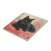 Ruhende schwarze Katze Fliese (Seite)